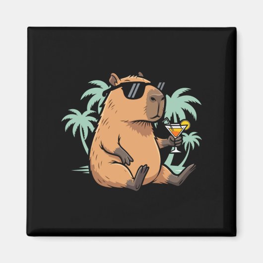 Aimant Capybara avec queue - ambiance détendue (Devant)