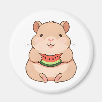 Aimant Capybara Chibi Mignon Mangeant une Tranche de Past