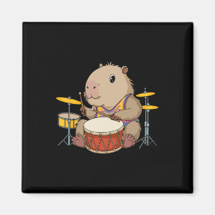 Aimant Capybara Drummer Jouer des tambours Rongeurs Funny
