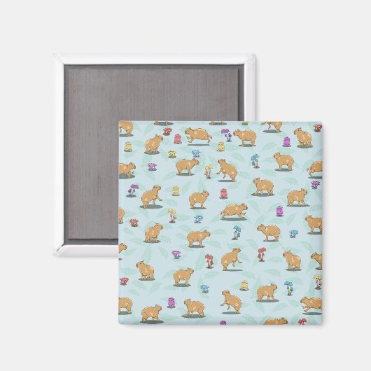 Aimant Capybara et mushroom pattern (Recto/Verso)
