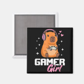 Aimant Capybara Gamer Girl Gaming  (Recto/Verso)