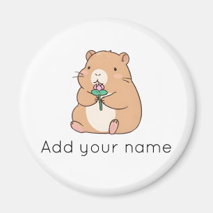 Aimant Capybara Kawaii Mignon Tenant une Fleur de Lotus R
