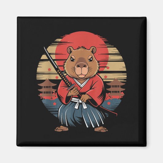 Aimant Capybara Samouraï Japonais (Devant)