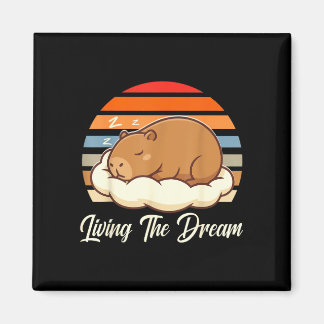 Aimant Capybara sleepybara vivant le rêve rétro vintage