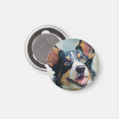 Aimant Cardigan corgi watercolor (Recto/Verso)