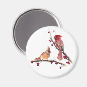 Aimant Cardinal Couple Berry Branches (Recto/Verso)