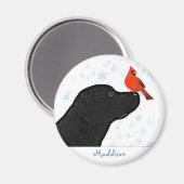 Aimant Cardinal de Noël du Labrador noir - Chien mignon (Recto/Verso)