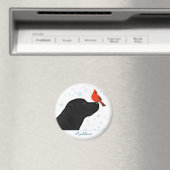 Aimant Cardinal de Noël du Labrador noir - Chien mignon (In Situ (Lave-vaisselle))