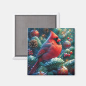 Aimant Cardinal de Noël/hiver (Recto/Verso)