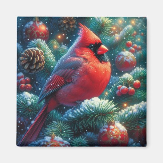 Aimant Cardinal de Noël/hiver (Devant)
