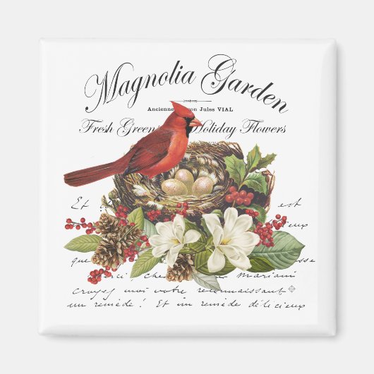 Aimant Cardinal de Noël Vintage (Devant)