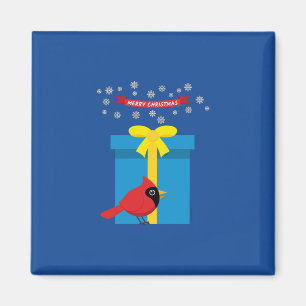 Aimant Cardinal Rouge Cute Avec Cadeau Bleu