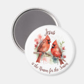 Aimant Cardinal rouge de Noël Jésus raison de la saison (Recto/Verso)