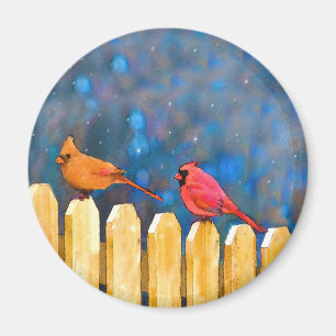 Aimant Cardinals on the Fence Painting - Art original