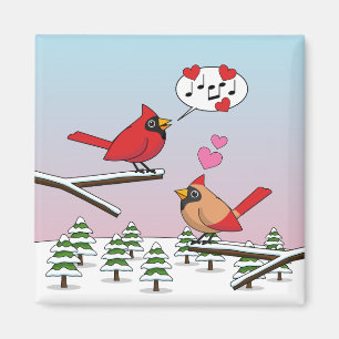 Aimant Cardinaux du Nord Rouge mignonne Amour Paysage hiv
