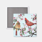 Aimant Cardinaux et fleurs d'Apple (Recto/Verso)