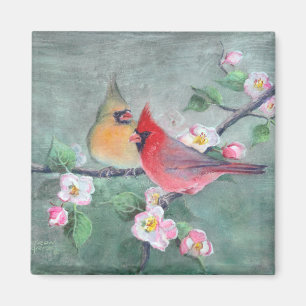 Aimant CARDINAUX et FLEURS d'APPLE par SHARON SHARPE