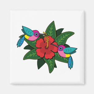 Aimant Caricature à fleurs d'Hibiscus - W