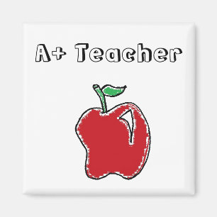 Aimant Caricature à la pomme rouge dessinée à la main