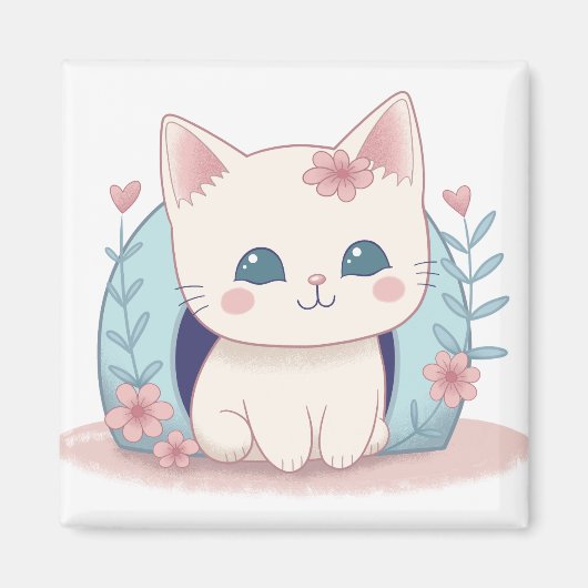 Aimant Caricature Cute Kitty Kawaii Chibi (Devant)