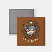 Aimant Caricature Cute Mole Novelist Livre D'Écriture Dan (Recto/Verso)