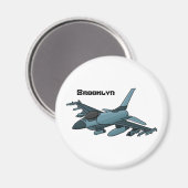 Aimant Caricature d'avion de chasse militaire (Recto/Verso)