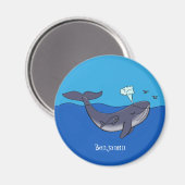 Aimant Caricature de baleine mignonne et de baleine de ve (Recto/Verso)