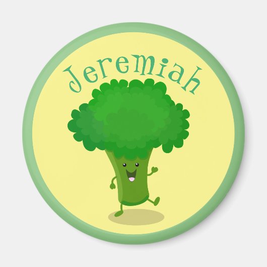 Aimant Caricature de brocoli drôle et drôle (Devant)