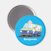 Aimant Caricature de camion de glace joli (Recto/Verso)