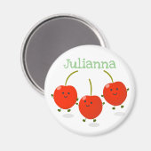 Aimant Caricature de cerises rouges mignonnes (Recto/Verso)