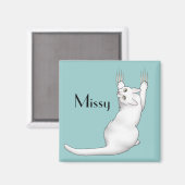 Aimant Caricature de chat blanc dessinant gratter et déch (Recto/Verso)