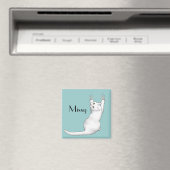 Aimant Caricature de chat blanc dessinant gratter et déch (In Situ (Lave-vaisselle))