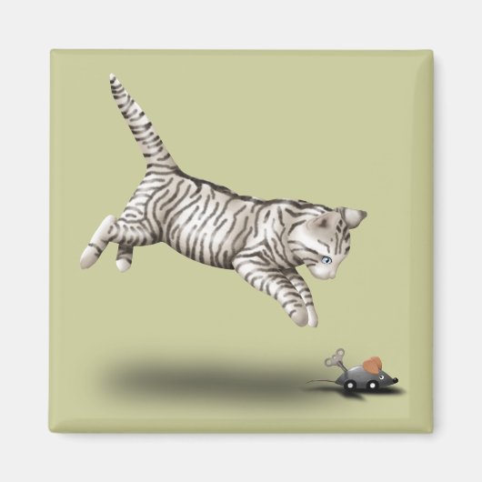 Aimant Caricature de chat et souris (Devant)