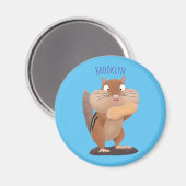 Aimant Caricature de chipmunk à grosses joues mignonnes (Recto/Verso)