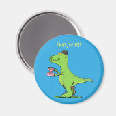 Aimant Caricature de dinosaure vert t rex (Recto/Verso)