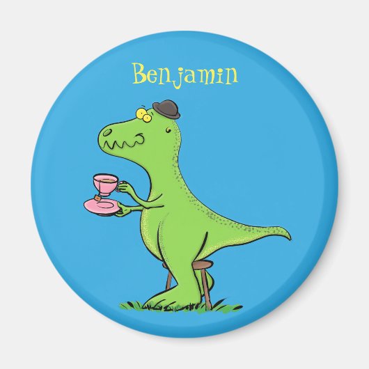 Aimant Caricature de dinosaure vert t rex (Devant)
