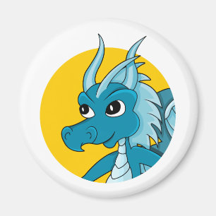 Aimant Caricature de dragon bleu