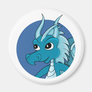 Aimant Caricature de dragon bleu