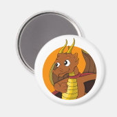 Aimant Caricature de dragon orange (Recto/Verso)