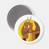 Aimant Caricature de dragon orange (Recto/Verso)