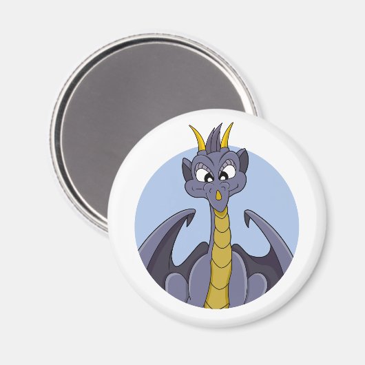 Aimant Caricature de dragon violet (Recto/Verso)