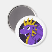 Aimant Caricature de dragon violet (Recto/Verso)