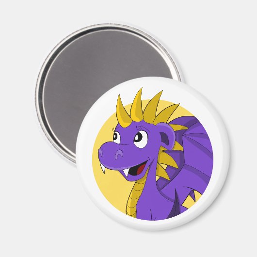 Aimant Caricature de dragon violet (Recto/Verso)