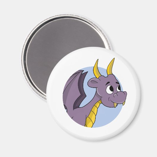 Aimant Caricature de dragon violet (Recto/Verso)