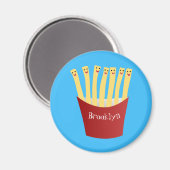 Aimant Caricature de frites Cute kawaii fast food (Recto/Verso)