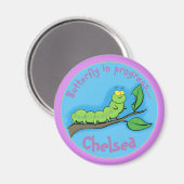 Aimant Caricature de la chenille verte à la faim mignonne (Recto/Verso)