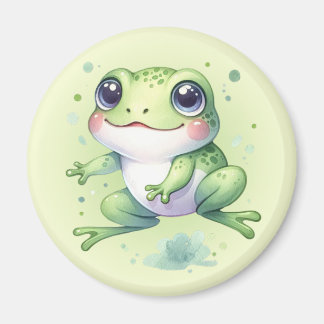 Aimant Caricature de la grenouille verte mignonne