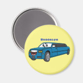 Aimant Caricature de la Limousine bleu mignonne (Recto/Verso)