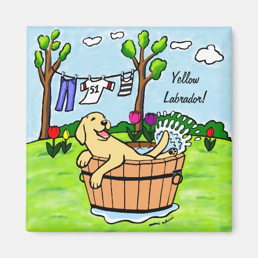 Aimant Caricature de la piscine à marionnettes du Labrado (Devant)