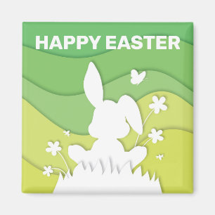 Aimant Caricature de lapin de Pâques heureux de Pâques